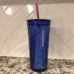 Starbucks Blue Ripple Texture Glass